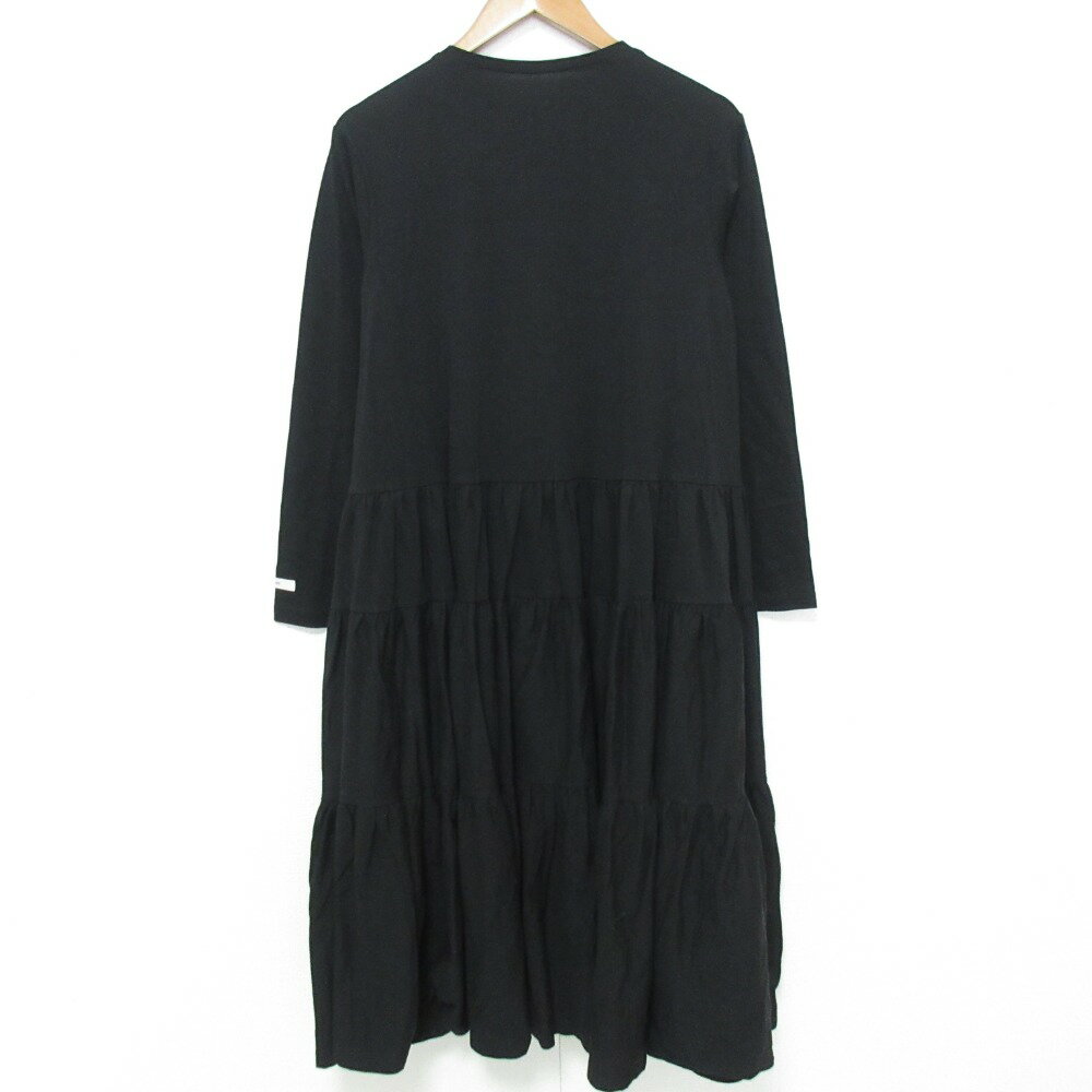 【中古】美品 yori ヨリ ロングスリーブ ティアードカットソーワンピース サイズF ブラック レディース Luxs ブランド古着のリュクス