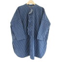 【中古】美品 45R フォーティーファイブアール ONEONE いろいろデニムのプルフリルチュニック ネイビー レディース Luxs ブランド古着のリュクス