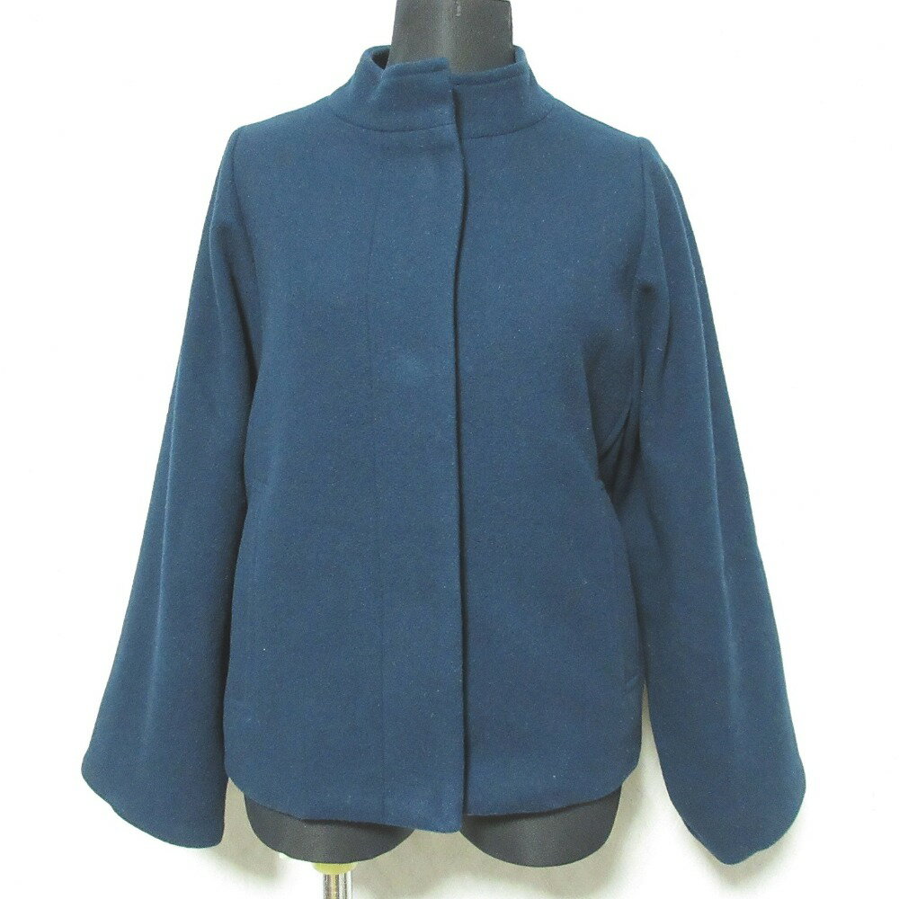 【中古】美品 M・fil エムフィル ウール メルトン スタンドカラー ジャケット ブルゾン 36 ネイビー レディース Luxs ブランド古着のリュクス