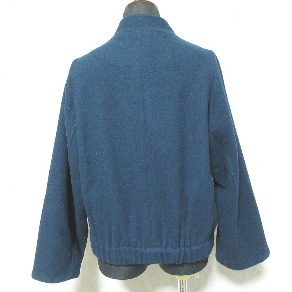 【中古】美品 M・fil エムフィル ウール メルトン スタンドカラー ジャケット ブルゾン 36 ネイビー レディース Luxs ブランド古着のリュクス