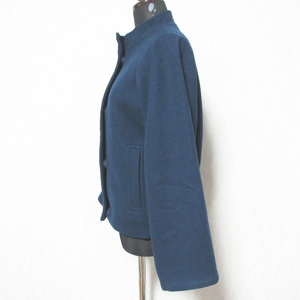 【中古】美品 M・fil エムフィル ウール メルトン スタンドカラー ジャケット ブルゾン 36 ネイビー レディース Luxs ブランド古着のリュクス