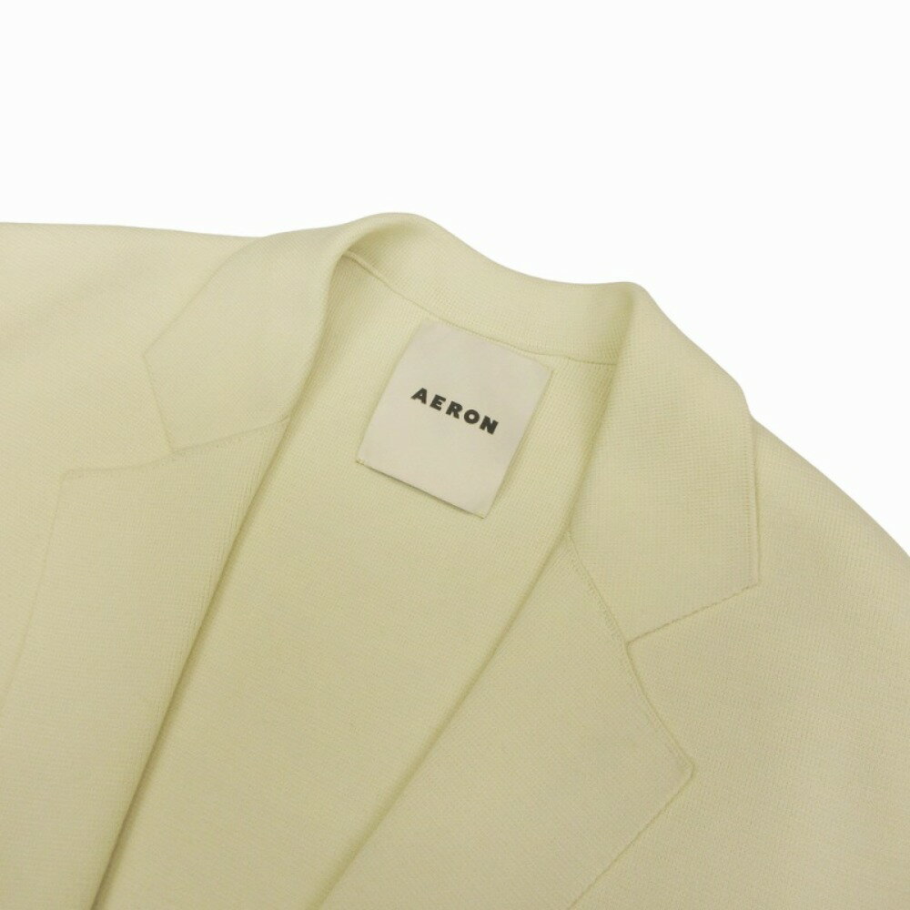 【中古】美品 AERON アーロン ニット ジャケット コート ブルゾン アウター デザインボタン 1B S アイボリー オフホワイト レディース Luxs ブランド古着のリュクス