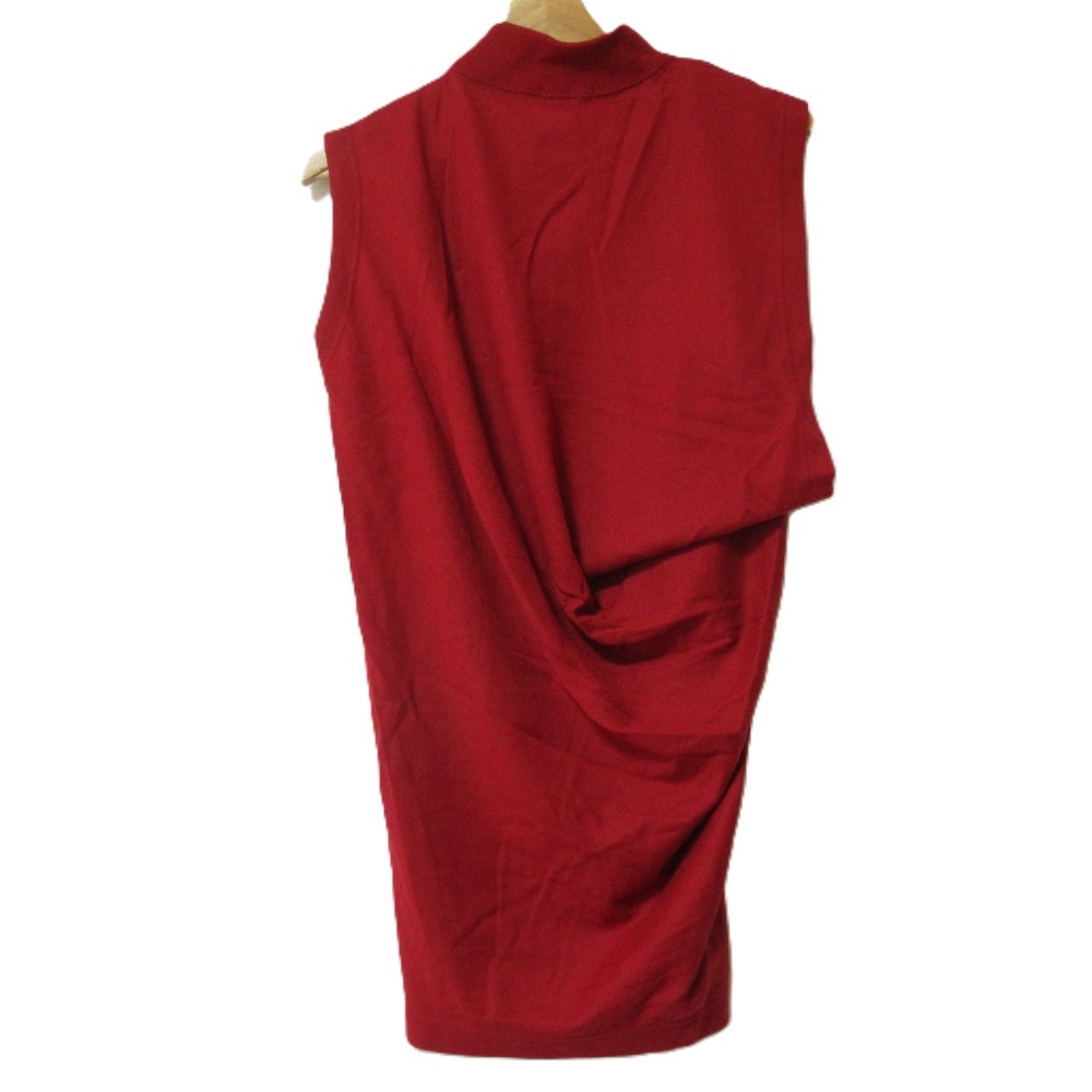 【中古】美品 ISSEY MIYAKE イッセイミヤケ ヴィンテージ 筆タグ ノースリーブ ハイネック 変形ニットワンピース サイズ9 レッド レディース Luxs ブランド古着のリュクス