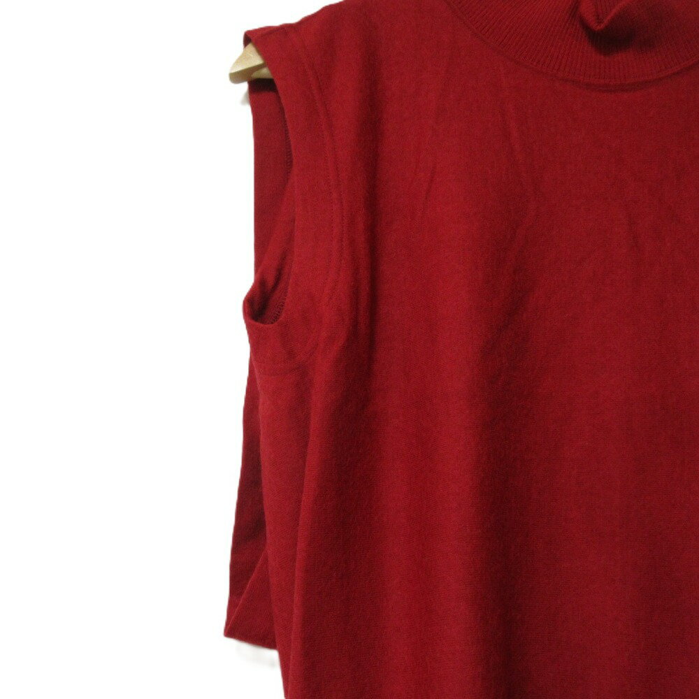【中古】美品 ISSEY MIYAKE イッセイミヤケ ヴィンテージ 筆タグ ノースリーブ ハイネック 変形ニットワンピース サイズ9 レッド レディース Luxs ブランド古着のリュクス