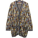 【中古】良品 MISSONI ミッソーニ ヴィンテージ 総柄 Vネック カーディガン ニットジャケット M マルチカラー レディース Luxs ブランド古着のリ...