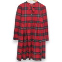 【楽天スーパーSALE50%OFF】【中古】美品 DOLCE&GABBANA ドルチェ&ガッバーナ チェック柄 リボン 長袖 フレア シャツワンピース 9/10 キッズサイズ レッド系 キッズ Luxs ブランド古着のリュクス