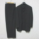 【中古】美品 TETE HOMME テットオム ストライプ チャイニーズスーツ 背抜き ジャケット×パンツ セットアップ L チャコールグレー メンズ Luxs...