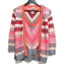 【中古】良品 MISSONI ミッソーニ マルチボーダー柄 カーディガン+ノースリーブ アンサンブル サマーニット マルチカラー レディース Luxs ブランド...