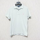 【中古】美品 POLO by RALPH LAUREN ポロラルフローレン SLIM FIT ポニー刺繍 ロゴ 半袖 リペア加工 ポロシャツ L ライトブルー ...