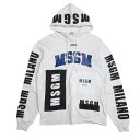【中古】 MSGM エムエスジーエム パーカー 裏起毛 フーディー スウェット トレーナー マルチロゴ XS 白 ホワイト 2541MDM103 メンズ レディ...