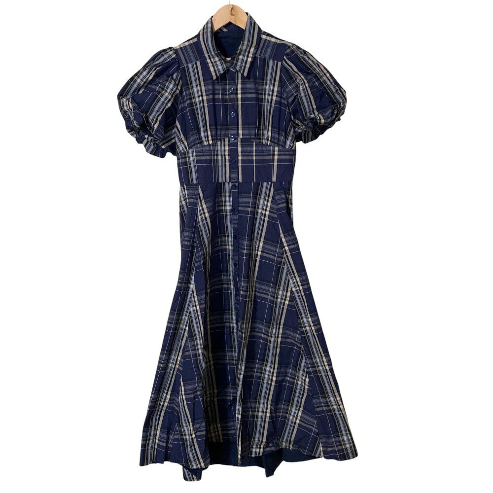 【中古】美品 23AW AND COUTURE アンドクチュール ロング コルセットシャツワンピース 38 ネイビー レディース Luxs ブランド古着のリュクス