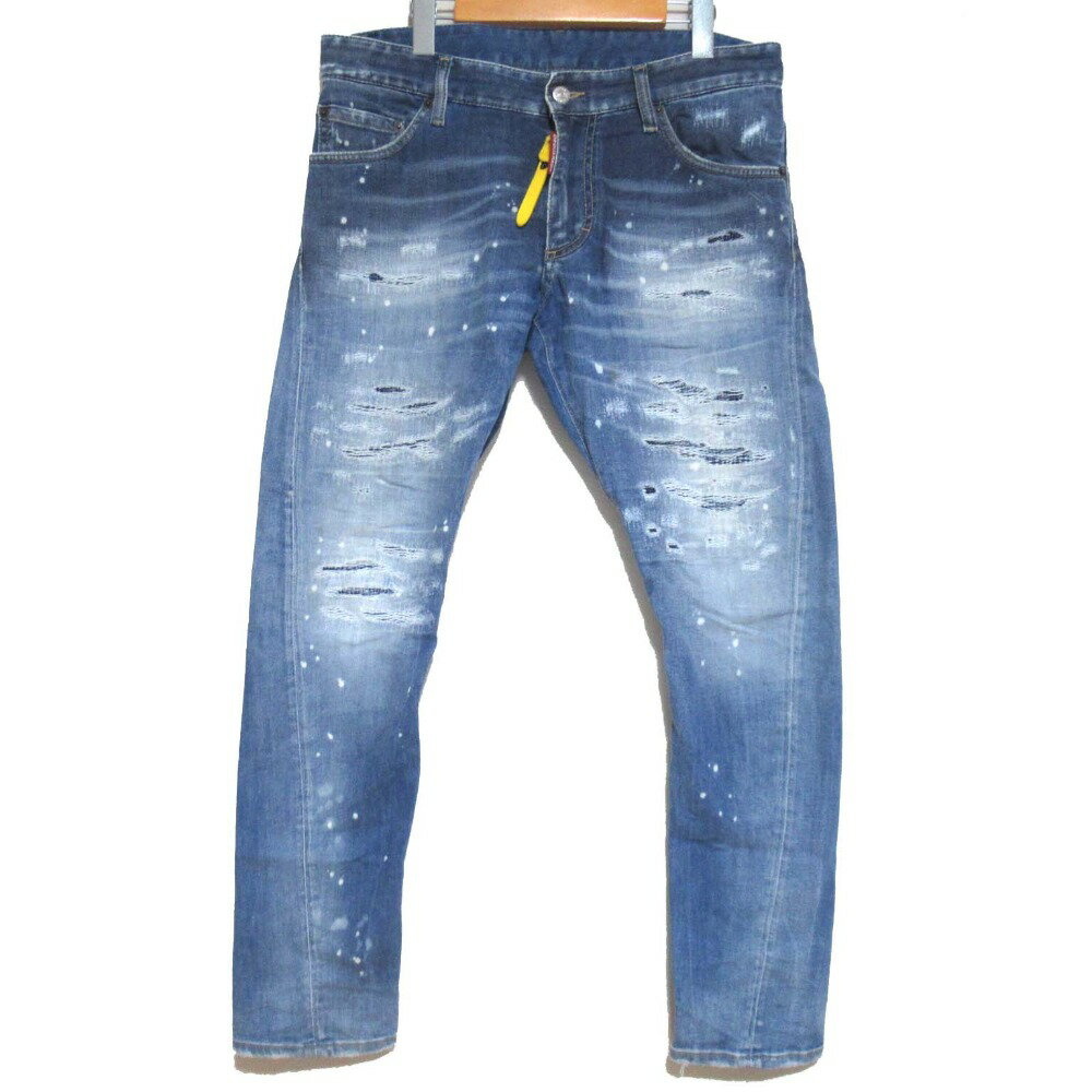 【中古】良品 23SS DSQUARED2 ディースクエアード SEXY TWIST JEAN ダメージ加工 デニムパンツ S74LB1269 46 165/68A インディゴブルー メンズ Luxs ブランド古着のリュクス