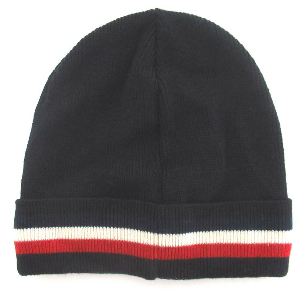 【中古】美品 MONCLER モンクレール BERRETO ニットキャップ ニット帽 ビーニー ネイビー×トリコロール メンズ レディース Luxs ブランド古着のリュクス