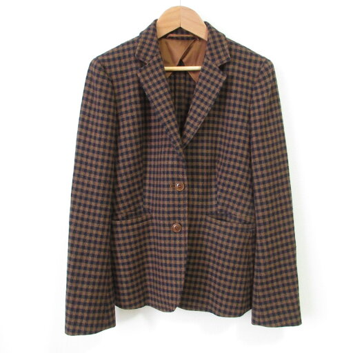 【中古】美品 Max Mara マックスマーラ ギンガムチェック柄 ウール カシミヤブレンド テーラードジャケット 38 ブラウン×ネイビー レディース Luxs ブランド古着のリュクス 【中古】美品 Max Mara マックスマーラ ギンガムチェック柄 ウール カシミヤブレンド テーラードジャケット 38 ブラウン×ネイビー レディース Luxs ブランド古着のリュクス