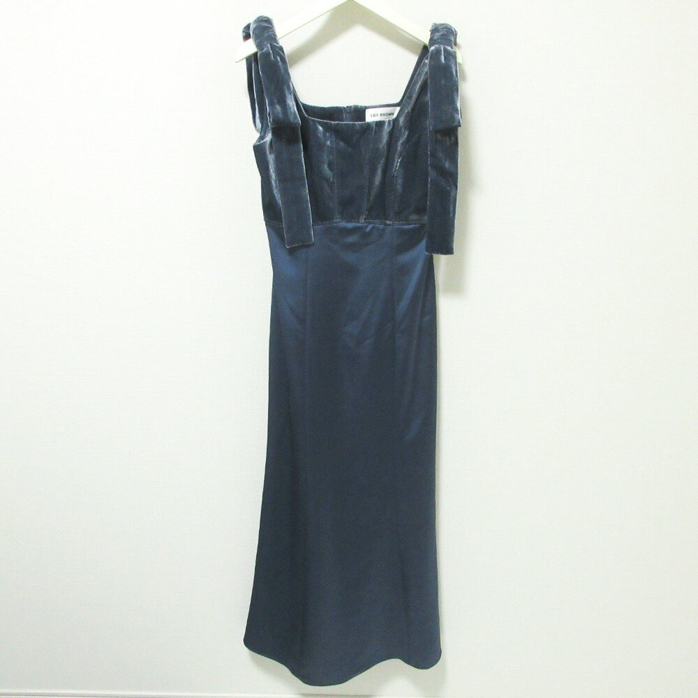 【中古】美品 23AW LILY BROWN リリーブラウン ベロアドッキングリボンワンピース LWFO234057 サイズ0 ネイビー レディース Luxs ブランド古着のリュクスのサムネイル
