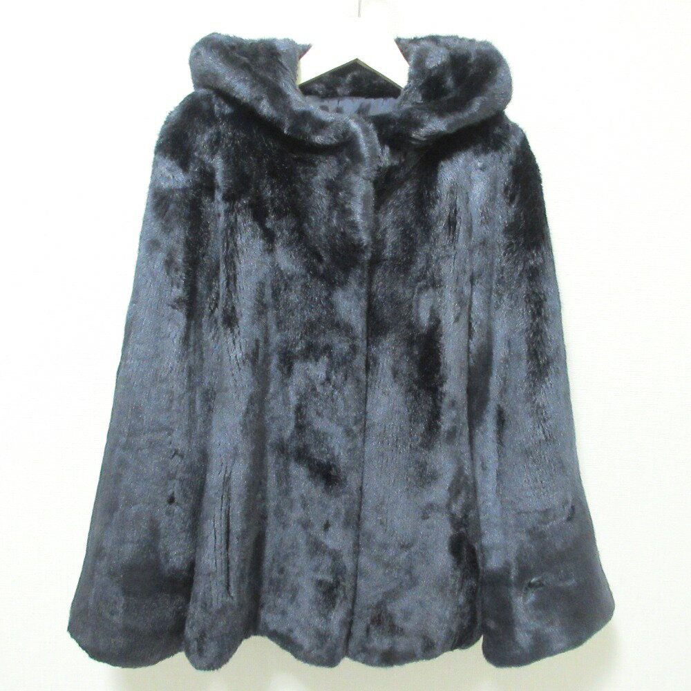 【中古】美品 TAGLIATORE タリアトーレ KATE/CL エコファー フーデッド コート ジャケット サイズ40 ネイビー レディース Luxs ブランド古着のリュクス(4)