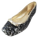 【中古】未使用 DOLCE&GABBANA ドルチェ&ガッバーナ スパンコール フラット バレエシューズ パンプス リボン 37 ブラック ゴールド レディース...