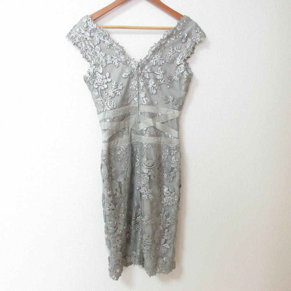 【中古】良品 TADASHI SHOJI タダシショージ スパンコール ドレスワンピース サイズ0 ライトグリーン レディース Luxs ブランド古着のリュクス