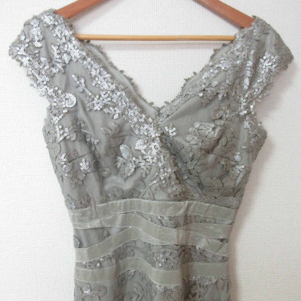 【中古】良品 TADASHI SHOJI タダシショージ スパンコール ドレスワンピース サイズ0 ライトグリーン レディース Luxs ブランド古着のリュクス
