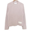 【中古】美品 AMI PARIS アミパリス ラベル クルーネック ニット セーター HKS024.KN0031 XS ピンクベージュ メンズ レディース Lu...