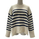 【中古】良品 22AW ROPE ロペ ボーダー ドロップショルダー ニットセーター サイズ38 アイボリー×ネイビー レディース Luxs ブランド古着のリュクス