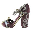 【中古】未使用 DOLCE & GABBANA ドルチェアンドガッバーナ クリスタル ビジュー サンダル パンプス ハイヒール 装飾 靴 シューズ パープル系 38 レディース Luxs ブランド古着のリュクス