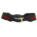 【中古】良品 GUCCI グッチ ヴィンテージ シェリーライン×ホースビット ベルト 70-28 グリーン×レッド レディース Luxs ブランド古着のリュクス