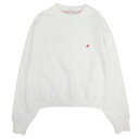 【中古】美品 REPLAY リプレイ Rロゴ刺繍入り クロップド スウェット シャツ トレーナー プルオーバー クルーネック 長袖 XS オフホワイト 白 メン...