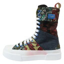 【中古】未使用 21SS DOLCE&GABBANA ドルチェ&ガッバーナ パッチワーク ジャガード デニム ハイカット スニーカー シューズ 37.5 マルチカラー レディース Luxs ブランド古着のリュクス