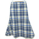 【中古】美品 yori ヨリ チェックウールスカート YR1823-105AT サイズ38 ブルー ベージュ レディース Luxs ブランド古着のリュクス