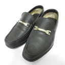 【中古】良品 a.testoni ア テストーニ レザー ビットローファー 6 24.5cm相当 ブラック メンズ Luxs ブランド古着のリュクス
