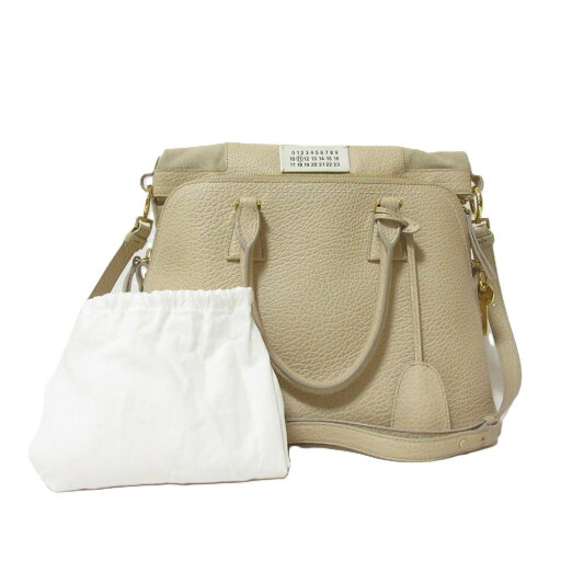 【中古】美品 Maison Margiela メゾンマルジェラ 5AC レザー 2way ハンドバッグ ショルダーバッグ S56WG0093 ベージュ×ゴールド金具 レディース Luxs ブランド古着のリュクス 【中古】美品 Maison Margiela メゾンマルジェラ 5AC レザー 2way ハンドバッグ ショルダーバッグ S56WG0093 ベージュ×ゴールド金具 レディース Luxs ブランド古着のリュクス