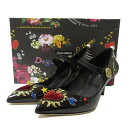 【中古】未使用 DOLCE&GABBANA ドルチェアンドガッバーナ レザー ハート メリージェーン ストラップ パンプス 40 約25.5cm ブラック系 レ...