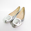【中古】良品 FABIO RUSCONI ファビオルスコーニ スクエアバックル ポインテッドトゥ フラットシューズ パンプス 3441 35.5 22.5cm ...