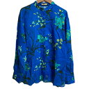 【中古】美品 ERDEM アーデム フラワープリント 長袖 バックオープン ブラウス シャツ UK8 ブルー レディース Luxs ブランド古着のリュクス