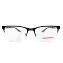 【中古】未使用 PRADA プラダ リネア ロッサ メガネ アイウェア ハーフリム デモレンズ VPS 55O 1AB-1O1 スクエア型 54□18 ブラック クリア メンズ レディース Luxs ブランド古着のリュクス(4)