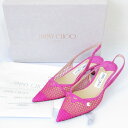 【中古】未使用 22AW JIMMY CHOO ジミーチュウ AMITA45 スエード ポインテッドトゥ メッシュ スリングバックパンプス 37.5 24cm ...
