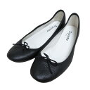 【中古】美品 Repetto レペット レザー リボン バレエシューズ フラットパンプス 38 1/2 24.5cm相当 ブラック レディース Luxs ブラン...