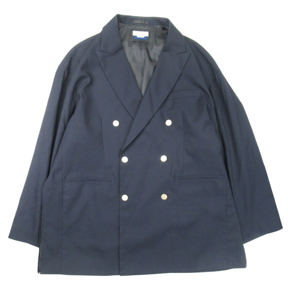 【中古】美品 22aw MAISON SPECIAL メゾンスペシャル コーデュラウール ダブルブレスト ブレザー ジャケット プライムオーバー 02 紺 ネイビー メンズ レディース Luxs ブランド古着のリュクス