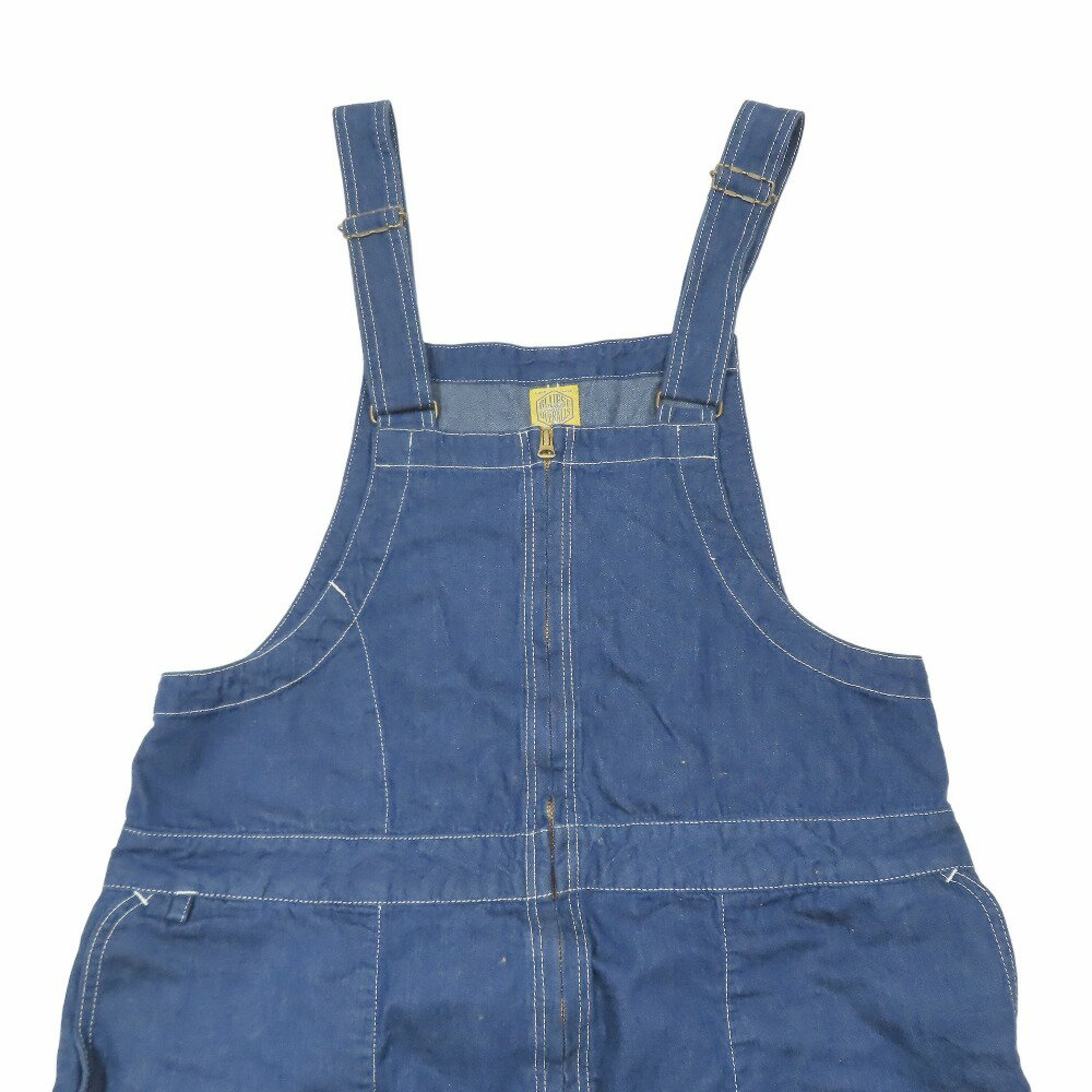 【中古】美品 THE BLUEST OVERALLS ザ ブルーエスト オーバーオール DENIM OVERALL デニム オーバーホール つなぎ L インディゴブルー メンズ Luxs ブランド古着のリュクス
