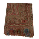【中古】美品 ETRO エトロ ペイズリー柄 大判 ストール スカーフ ブラウン×レッド メンズ レディース Luxs ブランド古着のリュクス