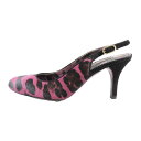【中古】未使用 DOLCE&GABBANA ドルチェアンドガッバーナ スリングバック パンプス ハラコ ヒール レオパード柄 靴 シューズ 紫 黒 37.5 レディース Luxs ブランド古着のリュクス