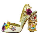【中古】未使用 DOLCE&GABBANA ドルチェ&ガッバーナ パンプス ストラップ 花モチーフ ビーズ 陶器ヒール シューズ 35.5 ホワイト マルチカラー レディース Luxs ブランド古着のリュクス