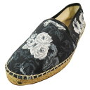 【中古】未使用 DOLCE&GABBANA ドルチェ&ガッバーナ エスパドリーユ スリッポン キャンバス ローズ 薔薇 花柄 シューズ 7 ブラック グレー メンズ Luxs ブランド古着のリュクス