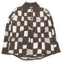【中古】新品同様 AMIRI アミリ チェック柄 ニットジャケット ブルゾン カーバーオール ウール カシミヤ混 ロゴ刺繍 IT48 ブラウン メンズ レディース Luxs ブランド古着のリュクス