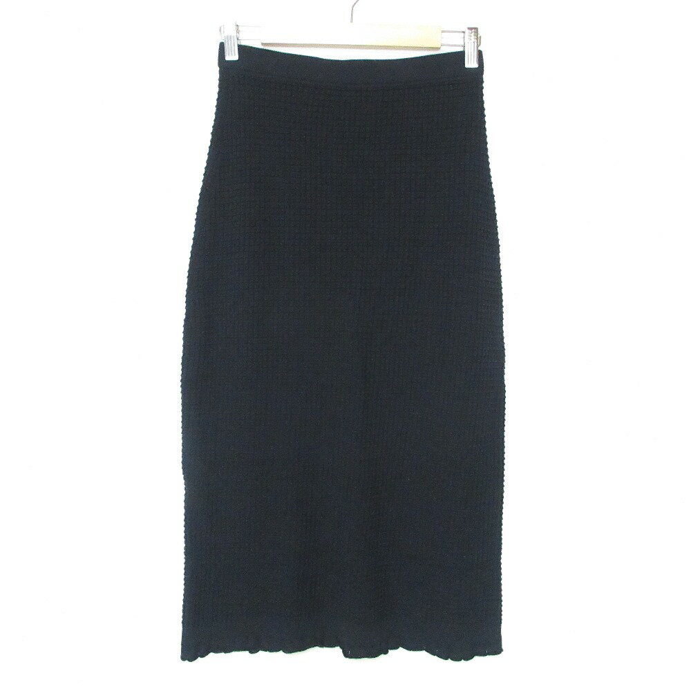 【中古】美品 22SS Theory セオリー BRISTOL COTTON LACE TRIM SKIRT レーストリム ミモレ丈 タイト ニットスカート S ネイビー レディース Luxs ブランド古着のリュクス