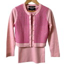【エントリーポイント10倍】【中古】新品同様 PAULE KA ポールカ 透かし編み 切替 クロップド ニットカーディガン 半袖 プルオーバー アンサンブル S ピンク レディース Luxs ブランド古着のリュクス