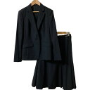 【中古】 DAKS ダックス シングルジャケット ひざ丈 スカート スーツ セットアップ 40/42 ブラック レディース Luxs ブランド古着のリュクス
