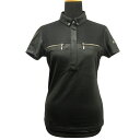 【中古】美品 PUMA GOLF プーマ ゴルフ ポロシャツ カットソー スポーツ ストレッチ M 黒 ブラック レディース Luxs ブランド古着のリュクス