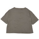 【中古】新品同様 SAINT JAMES セントジェームス Tシャツ クロップド丈 ロゴ 刺繍 半袖 ボートネックトップス カットソー フランス製 XS ブラウン レディース Luxs ブランド古着のリュクス